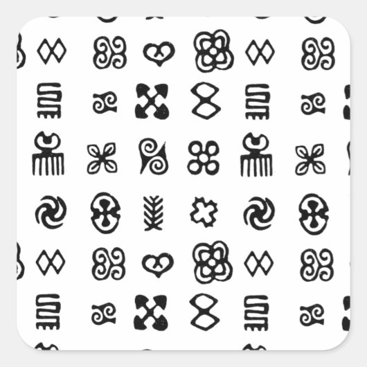 Adinkra African Symbols Quadratischer Aufkleber (Vorderseite)