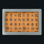 Adinkra African Symbols Rechteckige Gürtelschnalle<br><div class="desc">Afrikanische Adinkra-Symbole. Von Robert Sutherland Rattray,  1927. Schwarz-Orange-Muster. Gurtschnallen nach Maß. Geschenkidee.</div>