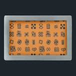 Adinkra African Symbols Rechteckige Gürtelschnalle<br><div class="desc">Afrikanische Adinkra-Symbole. Von Robert Sutherland Rattray,  1927. Schwarz-Orange-Muster. Gurtschnallen nach Maß. Geschenkidee.</div>