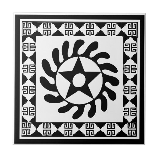 adinkra Blume mit Rand 12.png Fliese (Vorderseite)