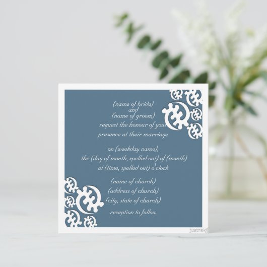 Adinkra gye nyame (außer Gott) agate blau Einladung (Stehend Vorderseite)