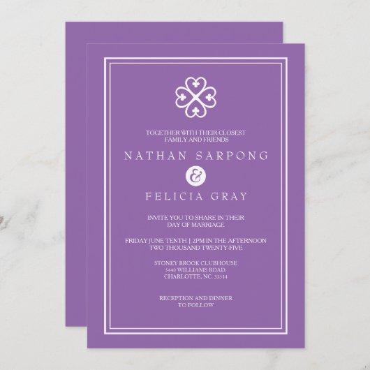 Adinkra Nyame Dua Symbol Lavender Wedding Einladung (Vorne/Hinten)