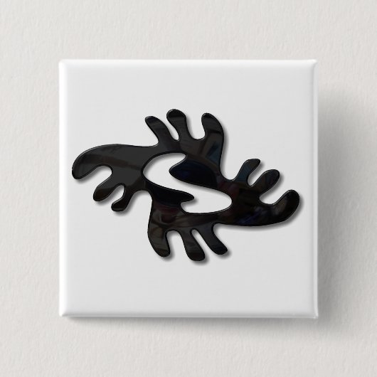 Adinkra-Peace-glänzend schwarz Button (Vorderseite)