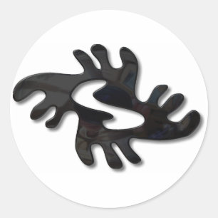 Adinkra-Peace-glänzend schwarz Runder Aufkleber