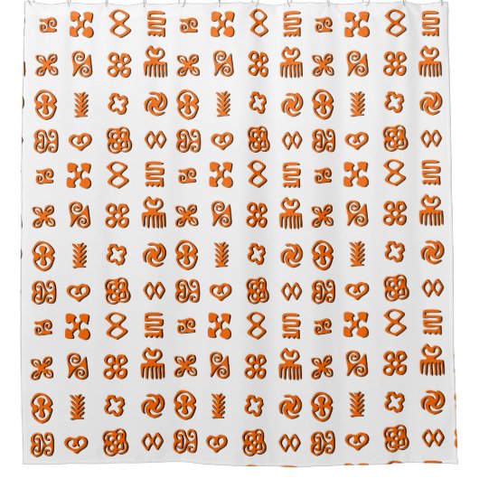 Adinkra-Symbole in orange und schwarz Duschvorhang (Vorderseite)