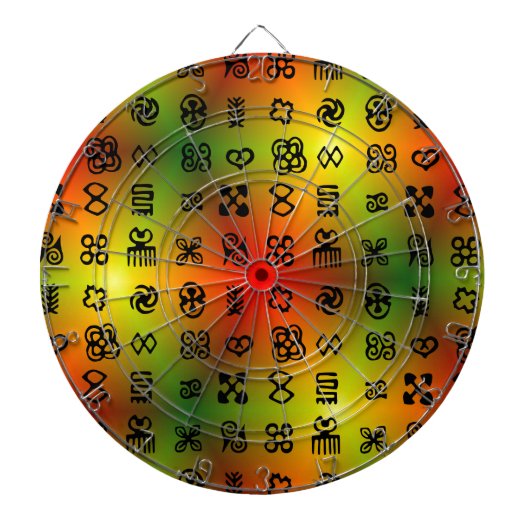 Adinkra Symbole mit afrikanischen Farben Dartscheibe (vorne)