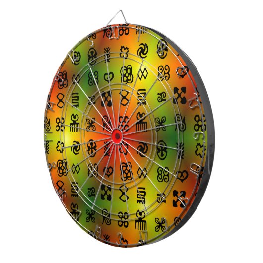 Adinkra Symbole mit afrikanischen Farben Dartscheibe (Vorderseite rechts)