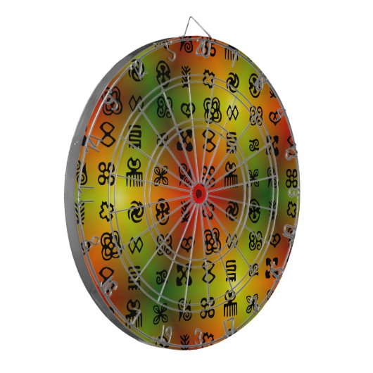 Adinkra Symbole mit afrikanischen Farben Dartscheibe (Vorderseite Links)
