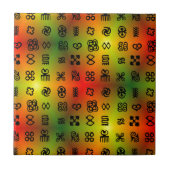 Adinkra Symbole mit afrikanischen Farben Fliese (Vorderseite)