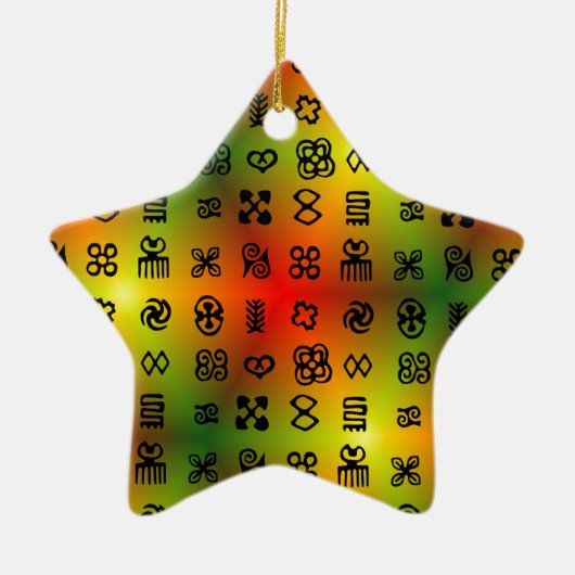 Adinkra Symbole mit afrikanischen Farben Keramik Ornament (Vorne)