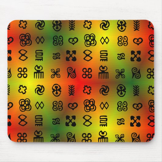 Adinkra Symbole mit afrikanischen Farben Mousepad (Vorne)