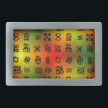 Adinkra Symbole mit afrikanischen Farben Rechteckige Gürtelschnalle<br><div class="desc">Adinkra-Symbole mit afrikanischen Farben im Hintergrund. Originelles Design.</div>