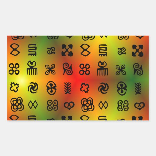 Adinkra Symbole mit afrikanischen Farben Rechteckiger Aufkleber (Vorderseite)