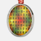 Adinkra Symbole mit afrikanischen Farben Silbernes Ornament (Links)