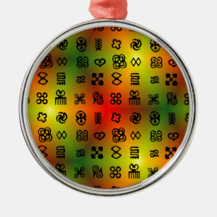 Adinkra Symbole mit afrikanischen Farben Silbernes Ornament