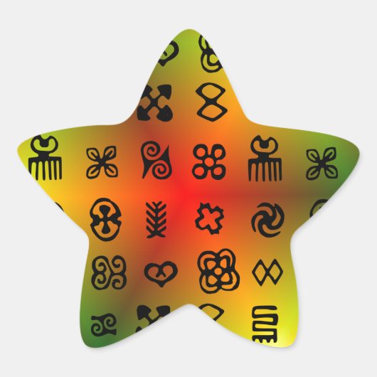 Adinkra Symbole mit afrikanischen Farben Stern-Aufkleber (Vorderseite)