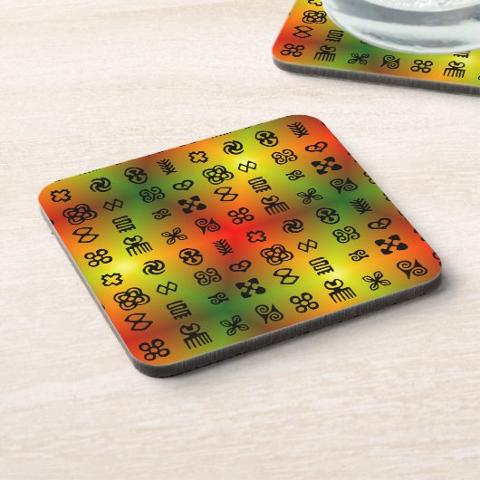 Adinkra Symbole mit afrikanischen Farben Untersetzer (Linke Seite)