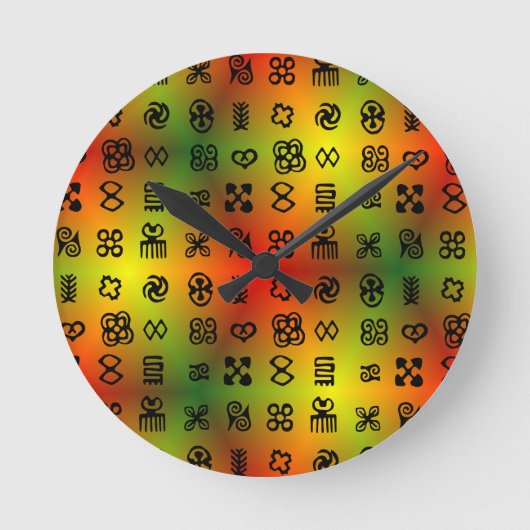 Adinkra Symbols With African Colors Runde Wanduhr (Vorderseite)