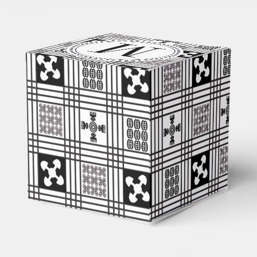 Adinkra Westafrikanische Textilien Geschenkschachtel (Rückseite)