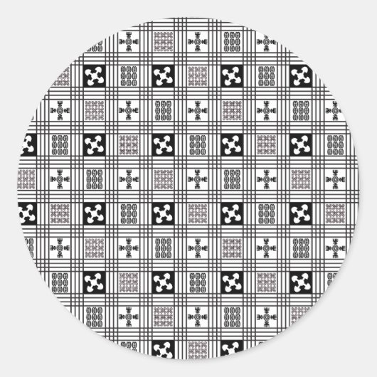 Adinkra Westafrikanische Textilien Runder Aufkleber (Vorderseite)
