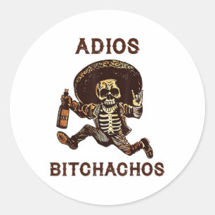 Adios Achos Cinco De Mayo Skeleton Drinks _1 Runder Aufkleber
