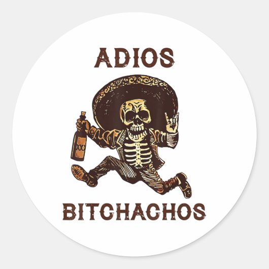 Adios Achos Cinco De Mayo Skeleton Drinks _1 Runder Aufkleber (Vorderseite)