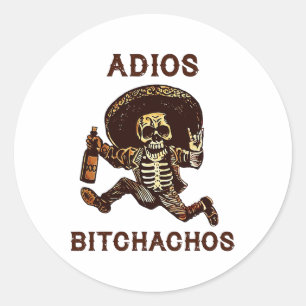 Adios Achos Cinco De Mayo Skeleton Drinks Runder Aufkleber
