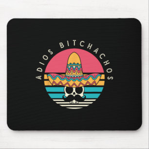 Adios Achos Funny Skull Sombrero Retro Cinco De Ma Mousepad