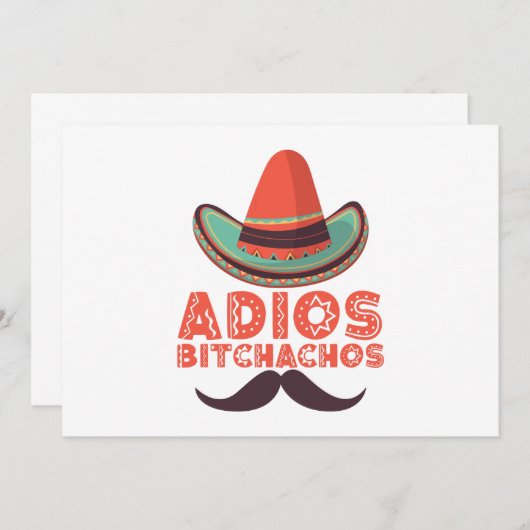 Adios Bitchachos Sombrero Retro Cinco De Mayo Einladung (Vorne/Hinten)