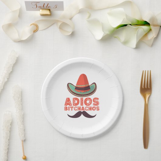 Adios Bitchachos Sombrero Retro Cinco De Mayo Pappteller (Hochzeit)