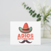 Adios Bitchachos Sombrero Retro Cinco De Mayo Postkarte (Stehend Vorderseite)