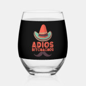Adios Bitchachos Sombrero Retro Cinco De Mayo Weinglas Ohne Stiel (Vorderseite)