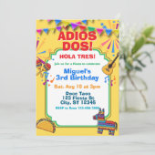 Adios Dos, 3rd Birthday Fiesta Invitation Einladung (Stehend Vorderseite)