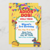 Adios Dos, 3rd Birthday Fiesta Invitation Einladung (Vorne/Hinten)