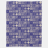 Adire Pattern - Deep Blue und Beige Fleecedecke (Vorderseite)