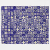 Adire Pattern - Deep Blue und Beige Fleecedecke (Vorderseite (Horizontal))