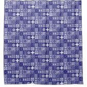Adire Pattern - Deep Blue und White Duschvorhang (Vorderseite)
