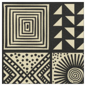Adire Pattern - Schwarz auf ffe78a Stoff (Nahaufnahme)