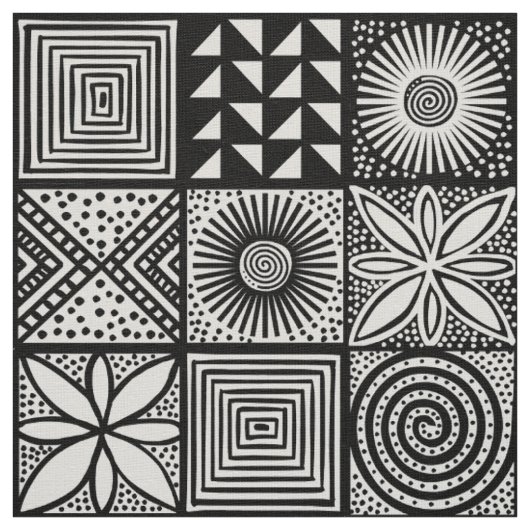 Adire Pattern - Schwarz und Weiß Stoff (Muster)