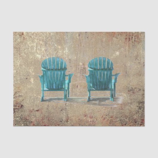 Adirondack Aquamarin Brown Texture Beach Stühle Seidenpapier (Vorderseite)
