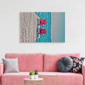 Adirondack Beach Chairs Aquamarin Rustikale Hütte Leinwanddruck (Insitu (Wohnzimmer))