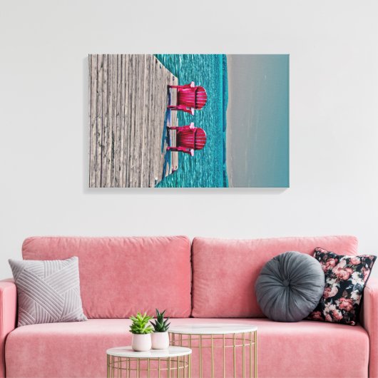 Adirondack Beach Chairs Aquamarin Rustikale Hütte Leinwanddruck (Insitu (Wohnzimmer))