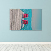 Adirondack Beach Chairs Aquamarin Rustikale Hütte Leinwanddruck (Insitu (Holzboden))