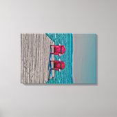 Adirondack Beach Chairs Aquamarin Rustikale Hütte Leinwanddruck (Vorderseite)