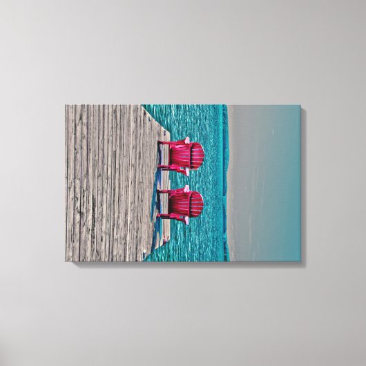 Adirondack Beach Chairs Aquamarin Rustikale Hütte Leinwanddruck (Vorderseite)