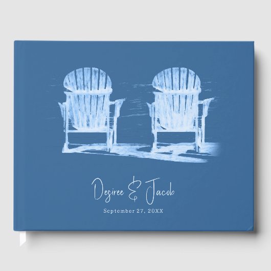 Adirondack Beach Chairs Azure Blue White Wedding Gästebuch (Vorderseite)