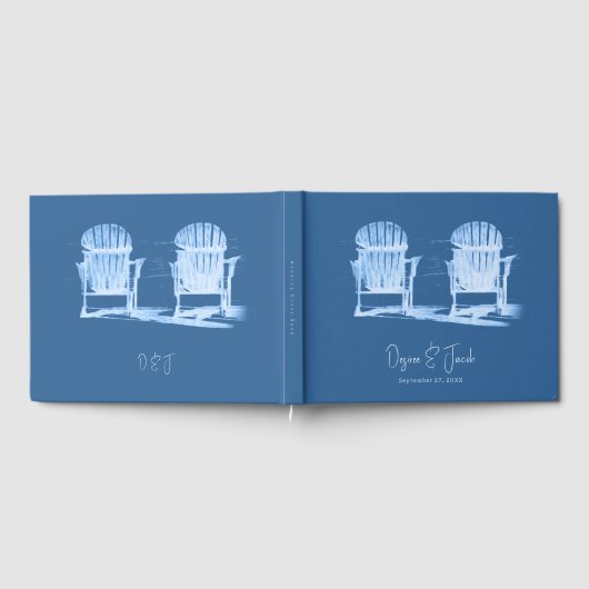 Adirondack Beach Chairs Azure Blue White Wedding Gästebuch (Voll)