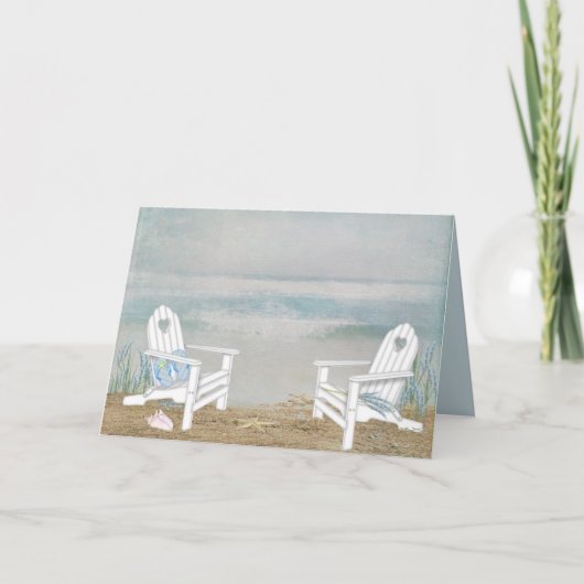 Adirondack beach chairs on sand karte (Vorderseite)
