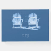 Adirondack Beach Stairs Azure Blue White Wedding Gästebuch (Rückseite)