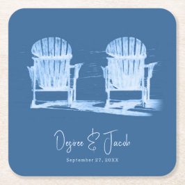 Adirondack Beach Stairs Azure Blue White Wedding Rechteckiger Pappuntersetzer